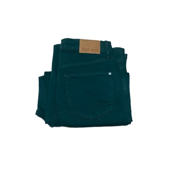 Judy Blue Women’s Tummy Control Garment Dyed Wide Leg Teal Crop Jeans Sz 9 - Picture 5 of 6